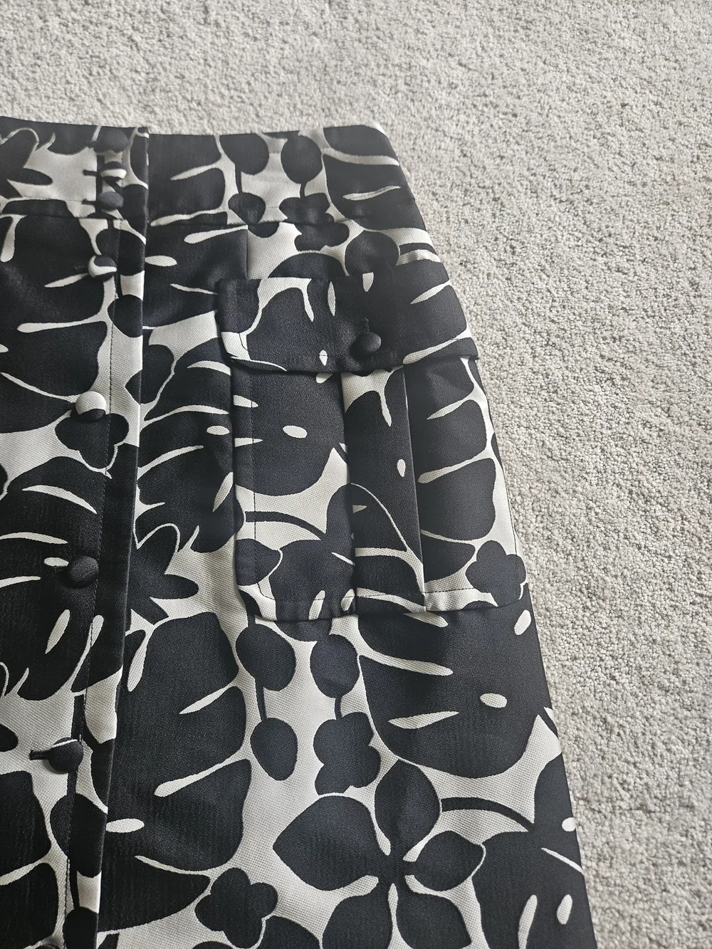 Kate Spade Monstera Grove Jacquard Midi Skirt Black Cream Sz 12